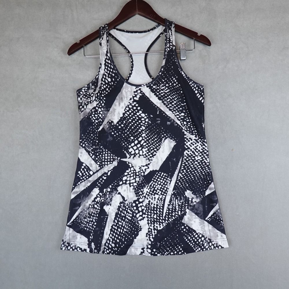 LULULEMON Tank Top Dynamic Black White Graphic Racerback Womens XS
